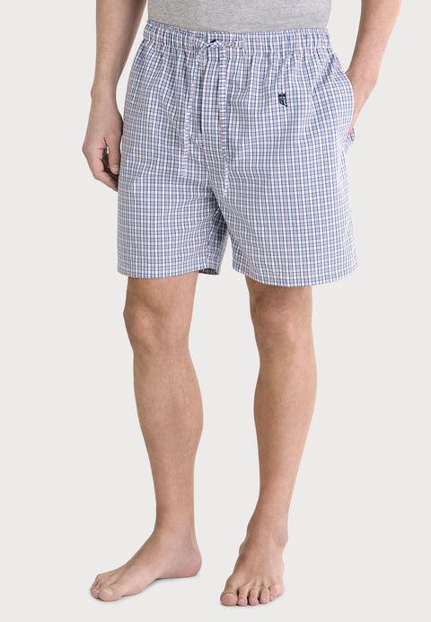 Pantalón Pijama Hombre Corto Popelín Cuadros - Blanco 8551_01