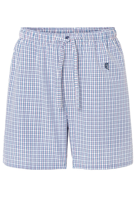 Pantalón Pijama Hombre Corto Popelín Cuadros - Blanco 8551_01