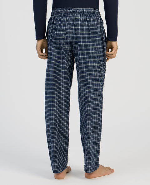 Pantalón Pijama Hombre Invierno Premium Algodón Franela Cuadros - Azul 8890_39