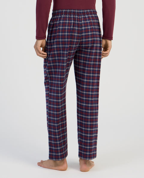 Pantalón Pijama Hombre Invierno Premium Algodón Franela Cuadros - Rojo 8892_90