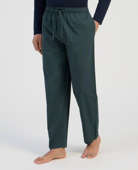 Pantalón Pijama Hombre Largo Algodón Popelín Cuadros - Verde 8924_46