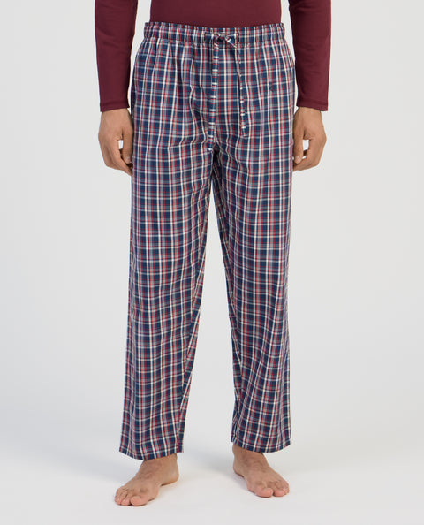 Pantalón Pijama Hombre Largo Algodón Popelín Cuadros - Rojo 8925_90