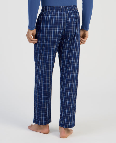 Pantalón Pijama Hombre Largo Algodón Popelín Cuadros - Azul 8926_38