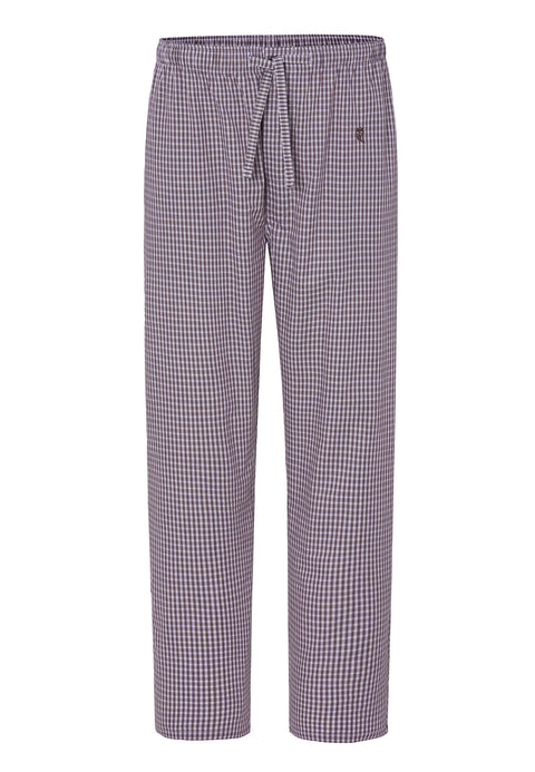 Men's Long Checked Poplin Pajama Pants - Red 8941_90