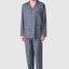 2984 - Pyjama long à rabat en popeline à carreaux pour hommes - Gris