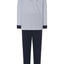5102 - Pyjama long premium pour homme avec patte de boutonnage en tricot rayé - Marine