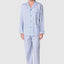 2985 - Pyjama long à rabat en popeline rayé pour homme - Bleu