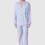 Men's Long Striped Poplin Lapel Pajamas - Blue 2985_33