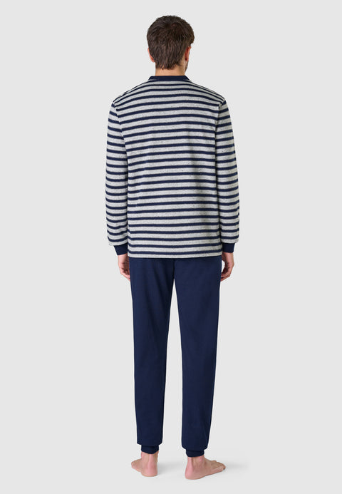 Men's Long Winter Premium Knit Plaid Pajamas - Gray 55024_22