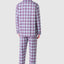 2813 - Long Premium Men's Pajama with Checked Flannel Lapel - Red