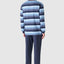 Men's Long Striped Knitted Placket Pajamas - Blue 5577_33