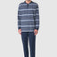 55027 - Long Winter Man Pajamas Premium Pointed Placket - Blue Melange Stripes
