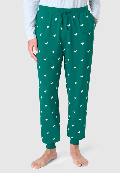 Men's Long Printed Knit Pajama Pants - Green 8511_46