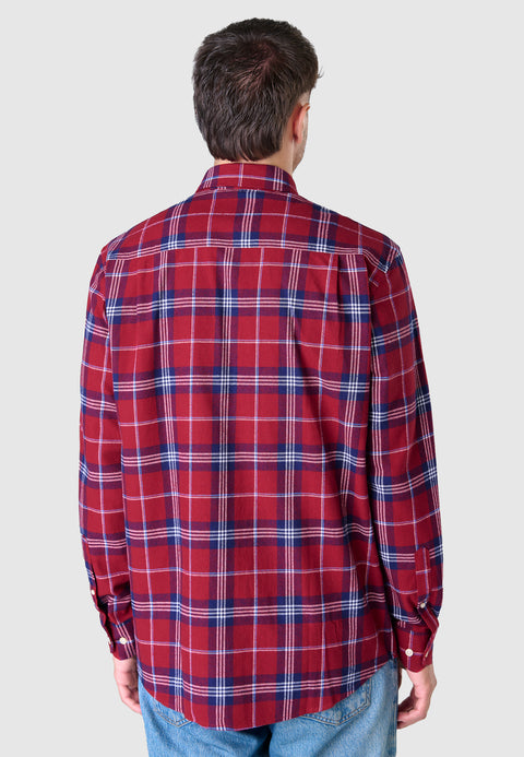 0401 - Double Combed Cotton Flannel Men's Shirt with Pocket - Red