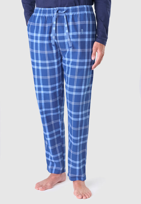 8816 - Pantaloni lunghi a quadri in flanella Premium - Blu