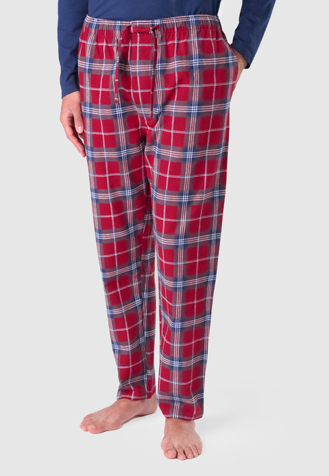 Men's Long Winter Checked Flannel Pajama Pants - Red 8817_94