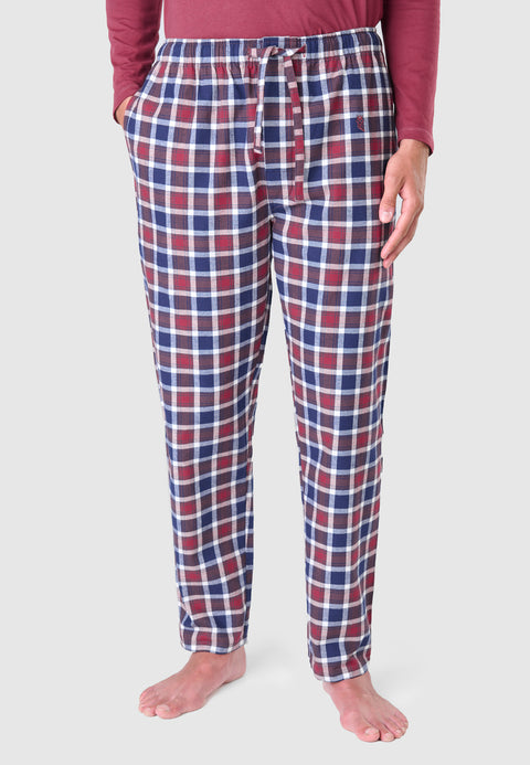 Men's Long Winter Checked Flannel Pajama Pants - Red 8815_90