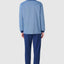 55026 - Men's Long Winter Pajamas Premium Knitted Placket - Blue Interlock