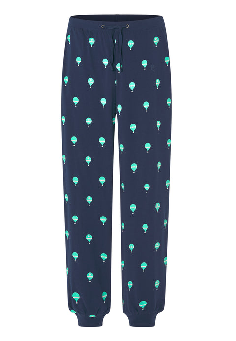 Lange bedruckte Strick-Pyjamahose für Herren – Blau 8513_39