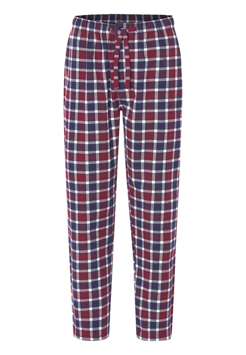 8815 - Long Premium Flannel Checked Trousers - Garnet