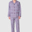 2813 - Long Premium Men's Pajama with Checked Flannel Lapel - Red