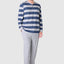 Men's Long Striped Knitted Placket Pajamas - Gray 5578_20