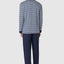 Men's Long Striped Knitted V-Neck Pajamas - Gray 5307_22