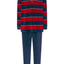 5733 - Striped Velvet Long Man Pajama - Navy Red