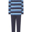 Men's Long Striped Knitted Placket Pajamas - Blue 5577_33