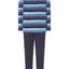5577 - Long Man Pajama with Striped Knitted Placket - Blue