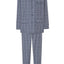 Men's Long Plaid Poplin Lapel Pajamas - Gray 2984_22