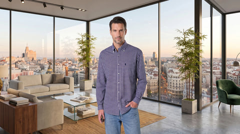 Camisa de hombre de popelín a cuadros