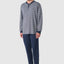 55028 - Long Winter Men's Pajamas Premium Knitted Placket - Interlock Squares