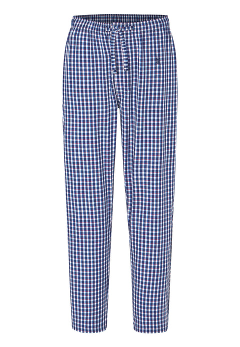 Men's Long Checked Poplin Pajama Pants - Blue 8915_38