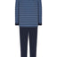 Men's Long Striped Knitted Placket Pajamas - Blue 5308_36