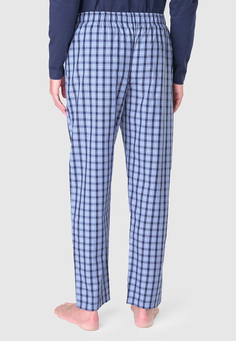 8916 - Long Checked Poplin Trousers - Blue Red