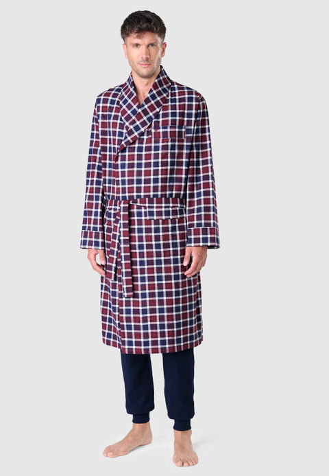 Men's Winter Premium Flannel Plaid Robe - Red 0805_90