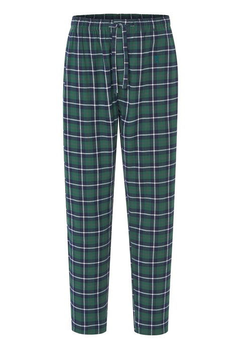 Men's Long Winter Checked Flannel Pajama Pants - Green 8814_44