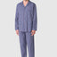Men's Long Plaid Poplin Lapel Pajamas - Blue 2986_33