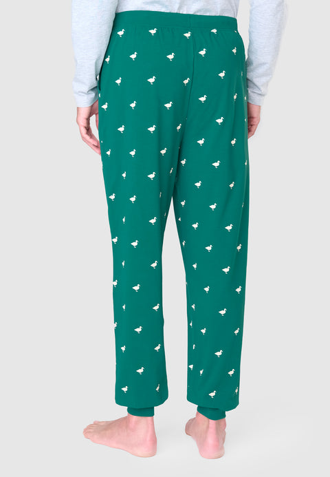 Men's Long Printed Knit Pajama Pants - Green 8511_46