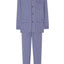 2986 - Pyjama long à revers en popeline à carreaux pour hommes - Bleu