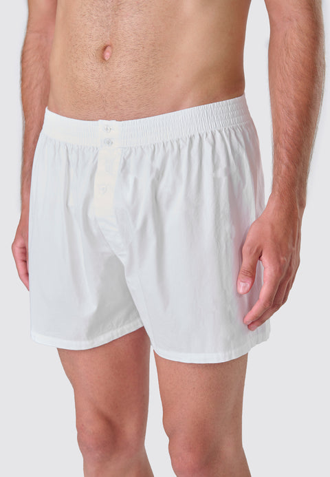 Herren-Boxershorts aus einfarbigem Stoff – Weiß 6300_01