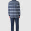55027 - Long Winter Man Pajamas Premium Pointed Placket - Blue Melange Stripes