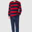 5733 - Striped Velvet Long Man Pajama - Navy Red