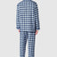 2812 - Men's Pajama Long Premium Lapel Flannel Squares - Blue
