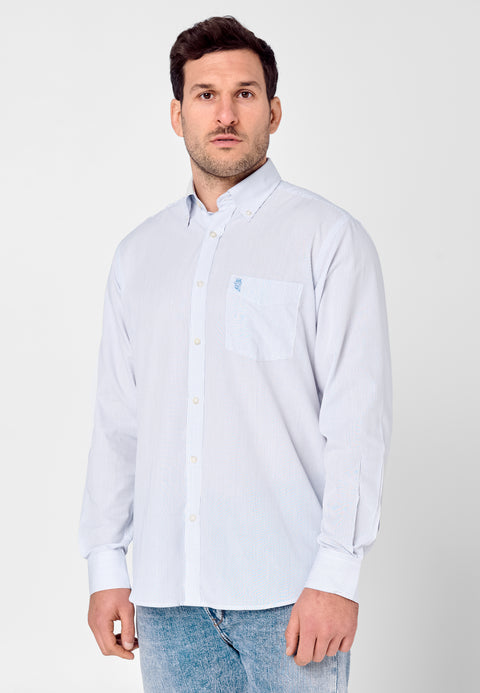 Men's Long Sleeve Shirt with Extra Soft Easy Iron Pocket - Blue 0304_39