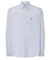 Mens Shirt Long Sleeve Poplin Checkered with Pocket Easy Iron Extra Soft - Blue 0305_39 - Size 3 (M) / Blue / 50% bamboo 50% polyester