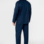Pijama Hombre Largo Tela Solapa Satén Liso Marino
