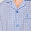 1528 - Men's Pajama Long Lapel Poplin Checks - Light Blue