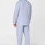 1528 - Men's Pajama Long Lapel Poplin Checks - Light Blue